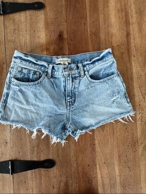 Madewell Light Blue Frayed Denim Cutoff Shorts